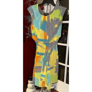 Signature by Robbie Bee Woman‎ Fashion Abstract Print Sleeveless Dress Petite 8P